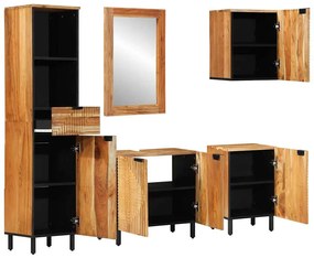 vidaXL Σετ Επίπλων Μπάνιου με συρτάρι 5 pcs Καφέ Μασίφ ξύλο ακακίας