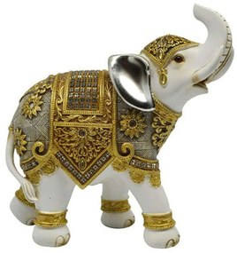 Διακοσμητικός Ελέφαντας 815210 20x9x23,5cm White-Gold Ankor Πολυέστερ