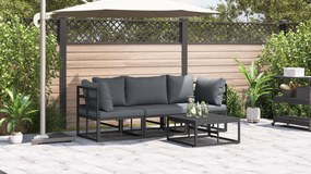 vidaXL Σετ Καναπέ Κήπου 4 pcs Μαύρο 70 x 70 x 32 εκ Αλουμίνιο