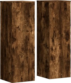 vidaXL Βάσεις Φυτών 2Τεμ. Καπνιστή Δρυς 33x33x100εκ Επεξεργασμένο Ξύλο