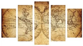ΠΕΝΤΑΠΤΥΧΟΣ ΠΙΝΑΚΑΣ MDF VINTAGE WORLD MAP HM7206.06 100X60x0,3 εκ.