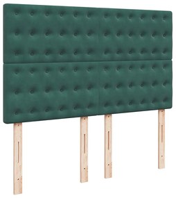 vidaXL Κρεβάτι Boxspring με Στρώμα Σκούρο Πράσινο 160x200εκ. Βελούδινο
