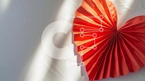 Intra Συλλεκτικό Ξύλινο Παζλ Plywood  4mm - Κόκκινο φόντο αποκοπής χαρτιού σε σχήμα καρδιάς Σε Ξύλινο Κουτί - Διαστάσεις Puzzle: 10x10 cm – 25 κομμάτια