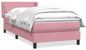 vidaXL Κρεβάτι Boxspring με Στρώμα Ροζ 80x220 εκ. Βελούδινο