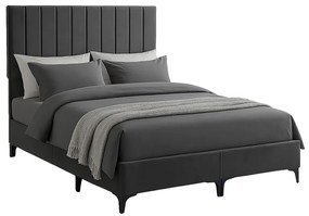 Κρεβάτι Moega pakoworld ύφασμα σε ανθρακί απόχρωση 160x200εκ 323-000018