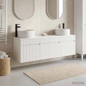 vidaXL Σετ Ντουλαπιών Μπάνιου 3 τμχ. Λευκό 157 x 44,5 x 80 cm
