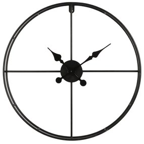 Ρολόι Τοίχου Termpus 017896 D60xH6,5cm Black Metal
