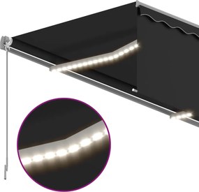 vidaXL Τέντα Αυτόματη με Σκίαστρο/LED/Αισθ. Ανέμου Ανθρακί 4 x 3 μ.