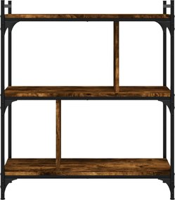 vidaXL Βιβλιοθήκη 3 Επιπέδων Καπνιστή Δρυς 76 x 32 x 88 εκ. Επεξ. Ξύλο