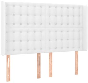 vidaXL Κεφαλάρι με Πτερύγια Λευκό 147x16x118/128 εκ. Συνθ. Δέρμα