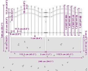 vidaXL Φράχτης Κήπου Woerden 240 x 140 cm Ατσάλι με Επικάλυψη Πούδρας