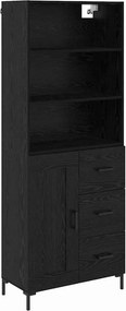 vidaXL Highboard Μαύρη Οξυά 69,5 x 34 x 180 εκ. Επεξεργασμένο Ξύλο