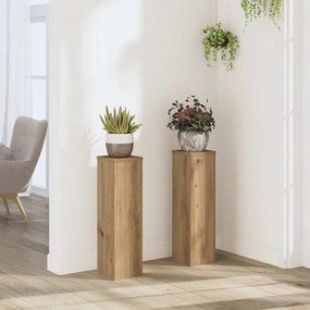 vidaXL Βάσεις Φυτών 2 τεμ. Αρτισιανή Δρυς 17x17x60 εκ. Επεξ. Ξύλο