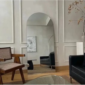 Διακοσμητικός μεγάλος κάθετος καθρέφτης τοίχου με οβάλ σχήμα Λευκό 180x80 cm