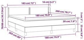 vidaXL Κρεβάτι Boxspring με Στρώμα Ανοιχτό Γκρι 180x200 εκ. Υφασμάτινο