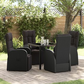 vidaXL Ανακλινόμενες Καρέκλες Κήπου 5 pcs Μαύρο 80 x 80 x 73 εκ