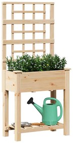 vidaXL Γλάστρα Κήπου με ράφι Μπεζ 71 x 38 x 152 εκ. Στερεό ξύλο έλατου