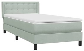 Box Spring κρεβάτι με στρώμα ανοιχτό γκρι 90x210 cm Βελούδινο - Γκρι