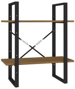 vidaXL Βιβλιοθήκη με 2 Ράφια Καφέ Μελί 60x30x70 εκ. Μασίφ Ξύλο Πεύκου