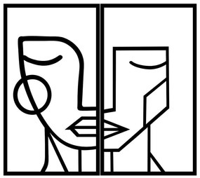 Διακοσμητικό Τοίχου Woman Face (Σετ 2Τμχ) 891TNL2051 39x66cm Black Wallity Metal