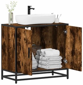 ντουλάπι νιπτήρα μπάνιου καπνιστή δρυς 65x33x60 cm