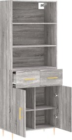 vidaXL Ντουλάπι Γκρι Sonoma 69,5 x 34 x 180 εκ. Επεξεργασμένο Ξύλο