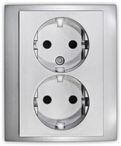 Πλαίσιο Πλακίδιο Πρίζας Σούκο Διπλό Lumen-15-0776-Ασημί 15-0776