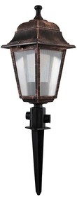 GloboStar® SOLME 203-0218 Vintage Καρφωτό Φωτιστικό Φαναράκι Μονόφωτο 1 x E27 IP44 Χάλκινο Πλαστικό Σώμα - Μ15 x Π15 x Υ50cm