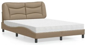 vidaXL Κρεβάτι με Στρώμα Καπουτσίνο 120x200 εκ. από Συνθετικό Δέρμα