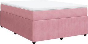 vidaXL Κρεβάτι Boxspring με Στρώμα Ροζ 140x190 εκ. Βελούδινο