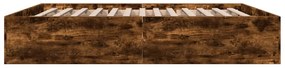 vidaXL Πλαίσιο Κρεβατιού Καπνιστή Δρυς 200x200 εκ. Επεξεργασμένο Ξύλο