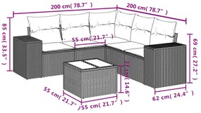 vidaXL Σαλόνι Κήπου Σετ 6 Τεμαχίων Καφέ Συνθετικό Ρατάν με Μαξιλάρια