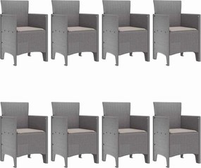 vidaXL Σέτ φαγητού για κήπο 9 pcs Ανοιχτό γκρι Πολυπροπυλένιο