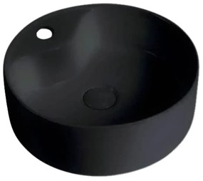 Νιπτήρας Επικαθήμενος Ø46x15,5cm με οπή Μπαταρίας Πορσελάνη Ceramita Ring Black Matt