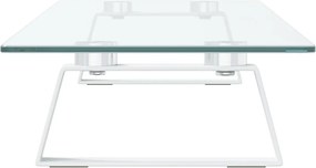 vidaXL Βάση Οθόνης Λευκή 80 x 20 x 8 εκ. από Ψημένο Γυαλί και Μέταλλο