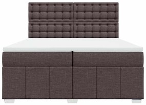 vidaXL Κρεβάτι Boxspring με Στρώμα Σκούρο Καφέ 200x200 εκ. Υφασμάτινο