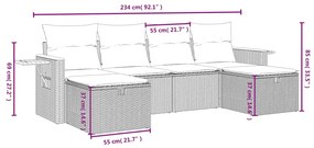 vidaXL Σετ Καναπέ Κήπου 6 τεμ. Μικτό Μπεζ Συνθετικό Ρατάν με Μαξιλάρια