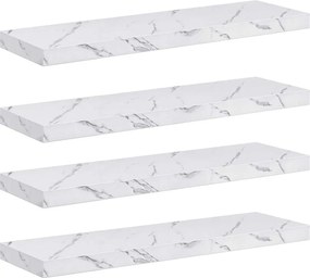 vidaXL Ράφι Τοίχου Επιτοίχιο 4 pcs Λευκό Μάρμαρο 80 x 23,5 x 4 εκ