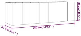 Ζαρντινιέρα 280 x 80 x 80 εκ. από Ατσάλι Σκληρυθέν στον Αέρα - Καφέ