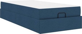 vidaXL Σκελετός κρεβατιού με στρώμα 2 pcs Μπλε ύφασμα