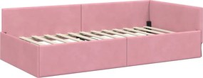 vidaXL Κρεβάτι Γωνίας Ροζ 100 x 200 cm Βελούδο