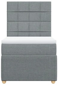 vidaXL Κρεβάτι Boxspring με Στρώμα Ανοιχτό Γκρι 90x190 εκ. Υφασμάτινο