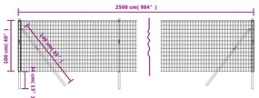 vidaXL Συρματόπλεγμα Περίφραξης Ανθρακί 1x25 μ. Γαλβανισμένο Ατσάλι