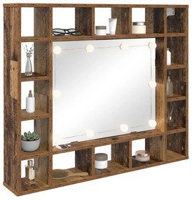 vidaXL Ντουλάπα Καθρέφτη με ράφι Παλαιό ξύλο 91 x 15 x 76.5 εκ.