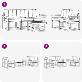 vidaXL Σειρά Καναπέ Εξωτερικού με μαξιλάρι 6 pcs Λευκό και Μπεζ