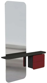 Καθρέπτης Τοίχου One More Look 5108C5620-5 78x15x118cm Black Oak-Red Umage Steel,Wood