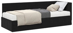 vidaXL Κρεβάτι γωνίας με στρώμα με κεφαλάρι 2 pcs Μαύρο Βελούδο