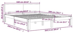 ΠΛΑΙΣΙΟ ΚΡΕΒΑΤΙΟΥ ΛΕΥΚΟ 160 X 200 ΕΚ. ΑΠΟ ΜΑΣΙΦ ΞΥΛΟ ΠΕΥΚΟΥ 810506