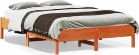 vidaXL Σκελετός Κρεβ. Χωρίς Στρώμα Καφέ Κεριού 135x190 εκ Μασίφ Πεύκο