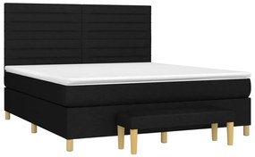 vidaXL Κρεβάτι Boxspring με Στρώμα Μαύρο 180x200 εκ. Υφασμάτινο